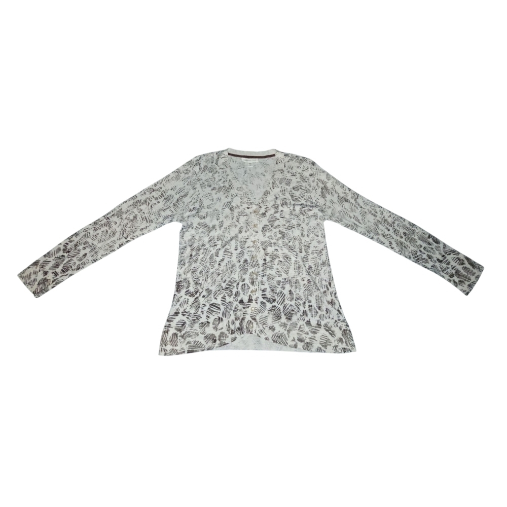 Coldwater Creek Cream/Brown Cardigan Sweater‎ Women's Medium